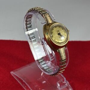 Vintage Timex Electric Watch‎ Women 25mm Gold Band New Battery Works